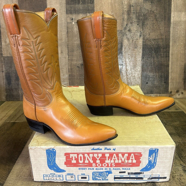 Tony Lama Vintage Gold Label Pointed Toe Cowboy Boots Womens 6 A