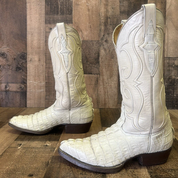 Los Altos Vintage Caiman Tail Cowboy Boots Mens 8