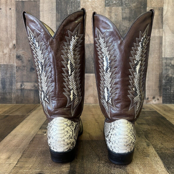 Montana Snakeskin Inlay Cowboy Boots Mens 8.5 EE