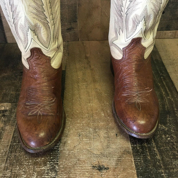 Tony Lama Vintage Smooth Ostrich Round Toe Cowboy Boots Mens 8 D