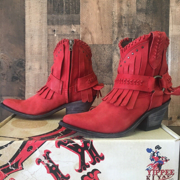 Old Gringo Yippee Kiyay Lavar 7” YBL2434-3 Red Ankle Cowboy Boots Womens 7.5 B