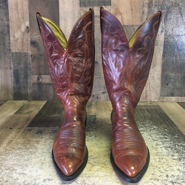 J Chisholm Vintage Classic Brown Cowboy Boots Mens 9 D