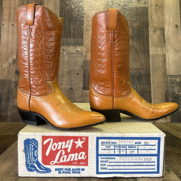 Tony Lama Vintage Gold Label Pointed Toe Cowboy Boots Womens 5 B