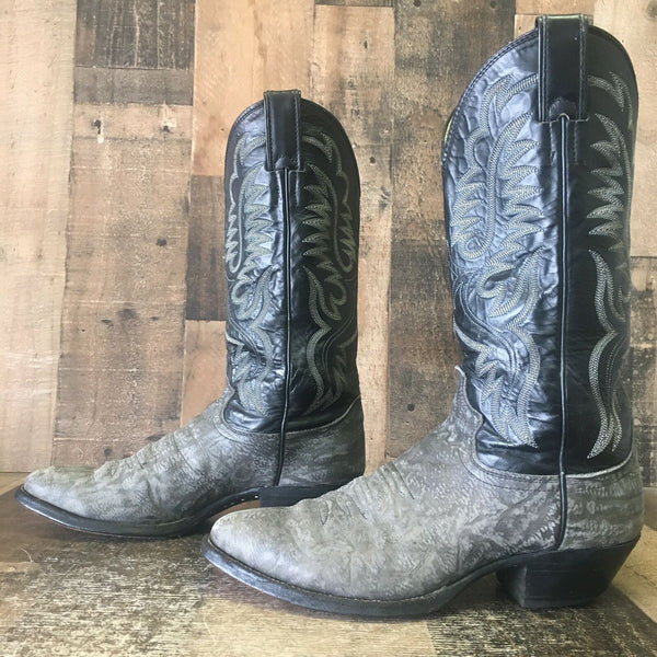 Justin Cowboy J20976 Vintage Sueded Bull Shoulder Cowboy Boots Mens 8.5 D