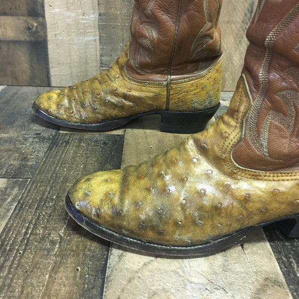 Nocona Vintage Full Quill Ostrich Cowboy Boots Mens 7 D