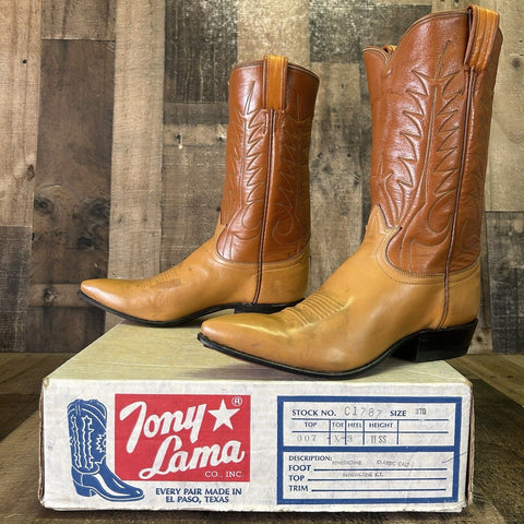 Tony Lama Vintage Gold Label Cowboy Boots Womens 7 C