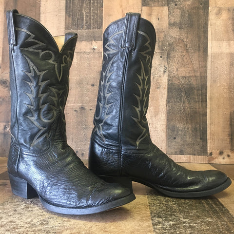 Tony Lama Vtg Gold Label Smooth Ostrich Round Toe Cowboy Boots Mens 11 B