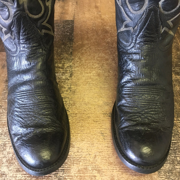 Tony Lama Vtg Gold Label Smooth Ostrich Round Toe Cowboy Boots Mens 11 B