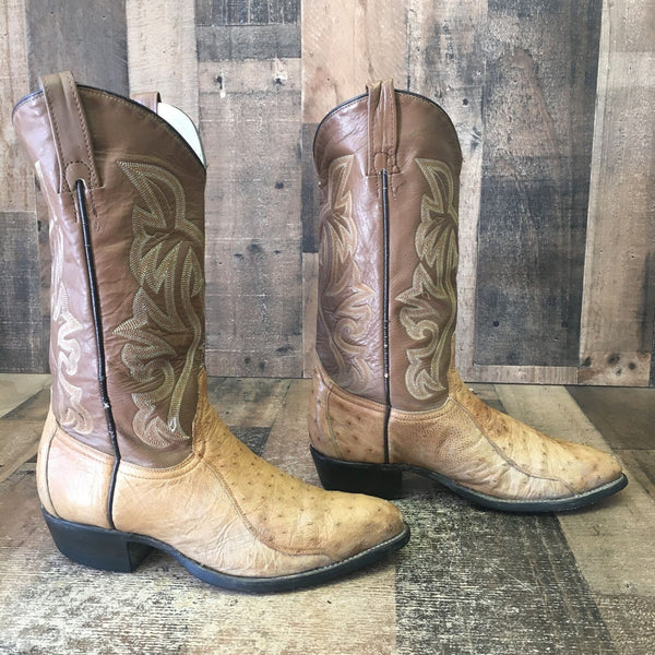 Cowtown Vintage Ostrich Cowboy Boots Mens 8 EE