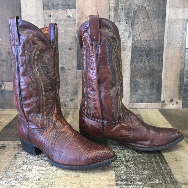 Dan Post 2351 Vintage Teju Lizard Cowboy Boots Mens 10 EW