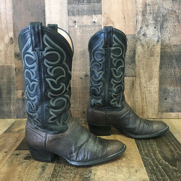 Justin Vintage Lizard Cowboy Boots Mens 8 E