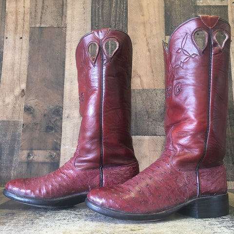 Custom Vintage Full Quill Ostrich Cowboy Boots Mens 10 D