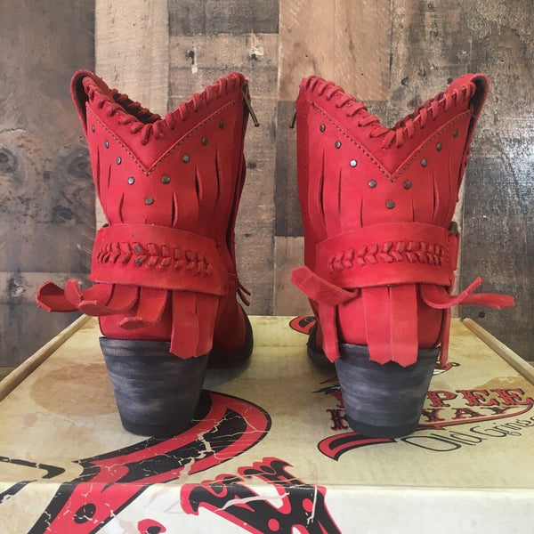 Old Gringo Yippee Kiyay Lavar 7” YBL2434-3 Red Ankle Cowboy Boots Womens 7.5 B