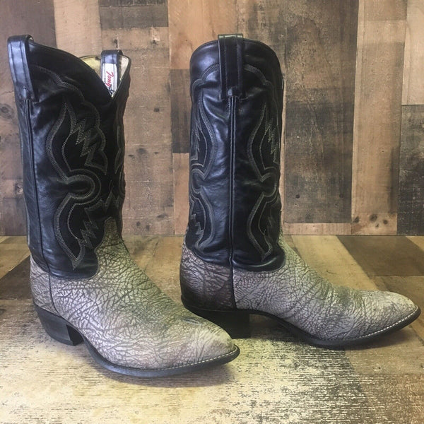 Tony Lama 6252 Vintage Sueded Bull Shoulder Cowboy Boots Mens 8.5 EE