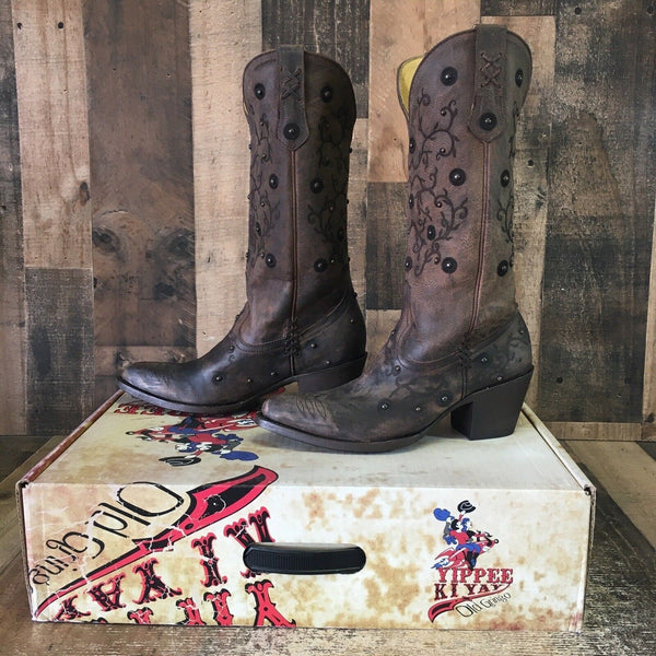 Old Gringo Yippee Kiyay YL214-1 Merary 13" Studded Cowboy Boots Womens 7 B