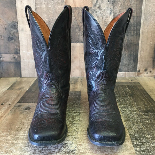 Dan Post 5204 Callahan Square Toe Black Cherry Ostrich Cowboy Boots Mens 9 D