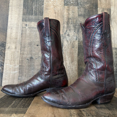 Lucchese L670924 Vintage Black Cherry Cowboy Boots Mens 10.5 D