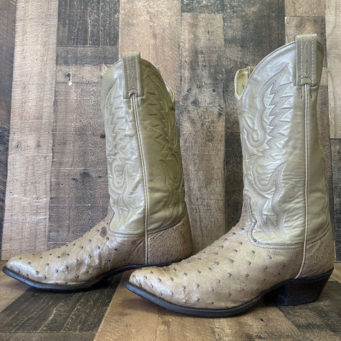 Tony Lama Vintage Full Quill Ostrich Cowboy Boots Mens 11 EE