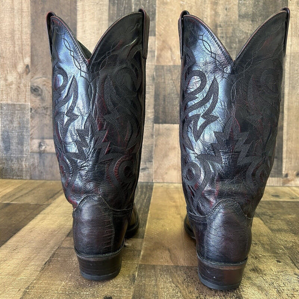 Dan Post Black Cherry Teju Lizard Cowboy Boots Mens 8 D