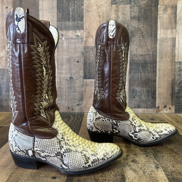 Montana Snakeskin Inlay Cowboy Boots Mens 8.5 EE