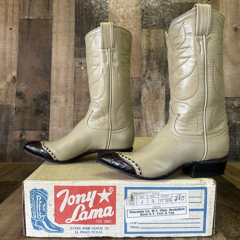 Tony Lama Vintage Lizard Wingtip Gold Label Cowboy Boots Womens 4 C