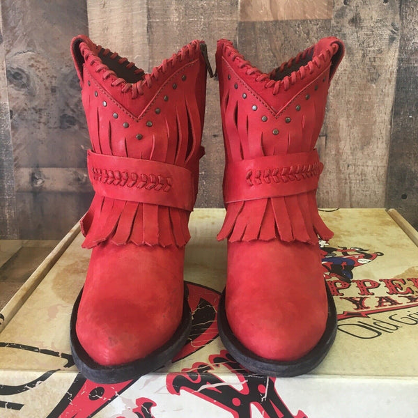 Old Gringo Yippee Kiyay Lavar 7” YBL2434-3 Red Ankle Cowboy Boots Womens 7.5 B