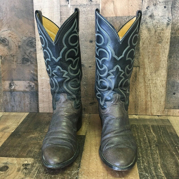 Justin Vintage Lizard Cowboy Boots Mens 8 E