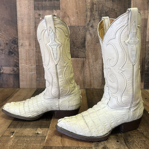 Los Altos Vintage Caiman Tail Cowboy Boots Mens 8