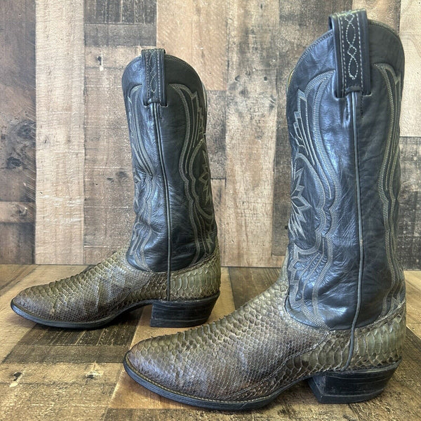 Tony Lama Vintage Gold Label Snakeskin Cowboy Boots Mens 9 D