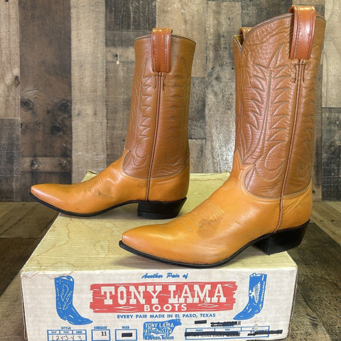 Tony Lama Vintage Gold Label Pointed Toe Cowboy Boots Womens 6 A