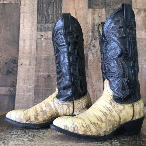 Dan Post Vintage Natural Lizard Cowboy Boots Mens 7 D