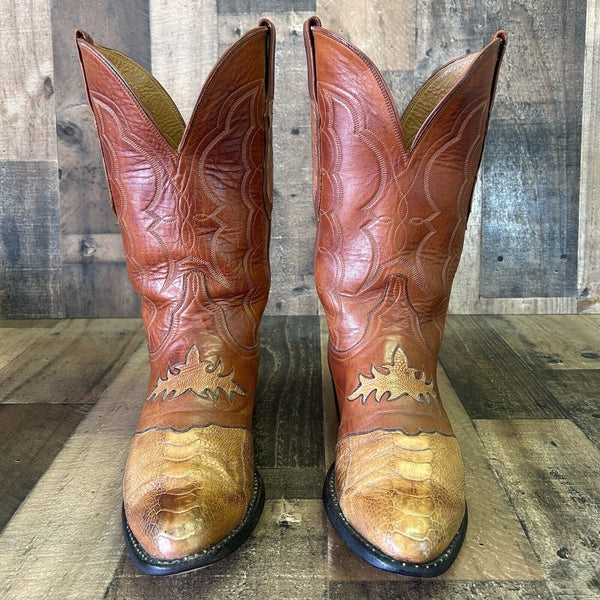 Lucchese Classics Handmade GC5842 Ostrich Leg Inlay Cowboy Boots Mens 9.5 EE