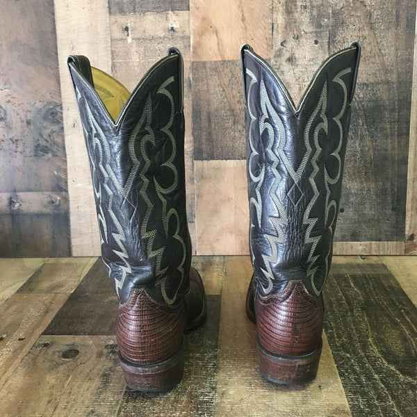 Tony Lama Vintage Gold Label Teju Lizard Cowboy Boots Mens 8 D