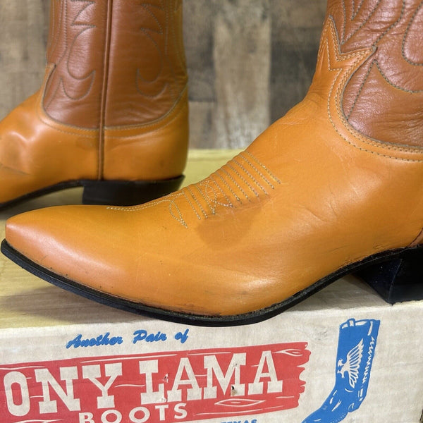 Tony Lama Vintage Gold Label Pointed Toe Cowboy Boots Womens 6 A