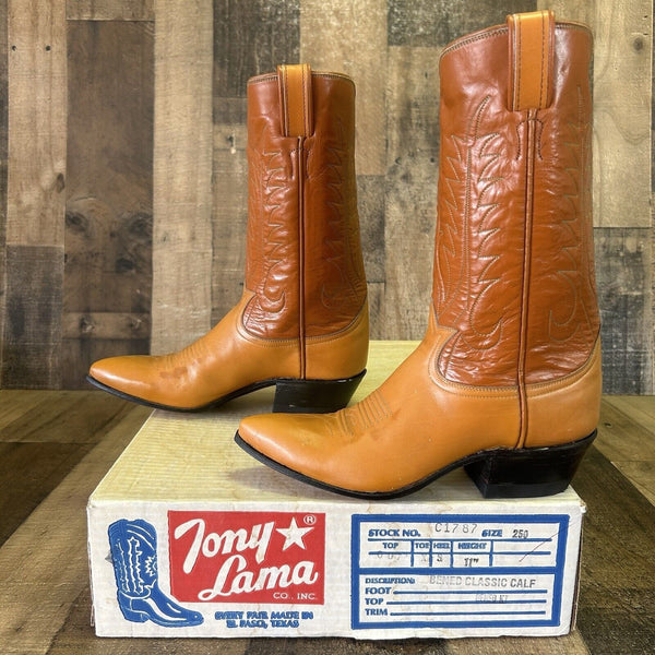 Tony Lama Vintage Gold Label Pointed Toe Cowboy Boots Womens 5 B