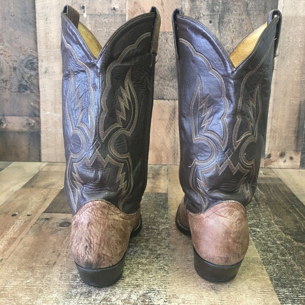 Tony Lama Vintage Gold Label Sueded Bull Shoulder Cowboy Boots Mens 8 D