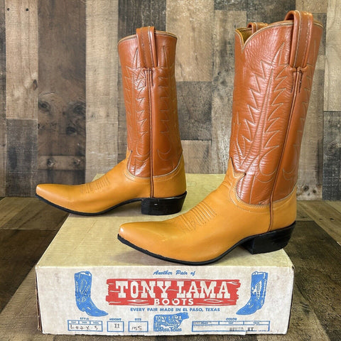 Tony Lama Vintage Gold Label Pointed Toe Cowboy Boots Womens 5.5 A