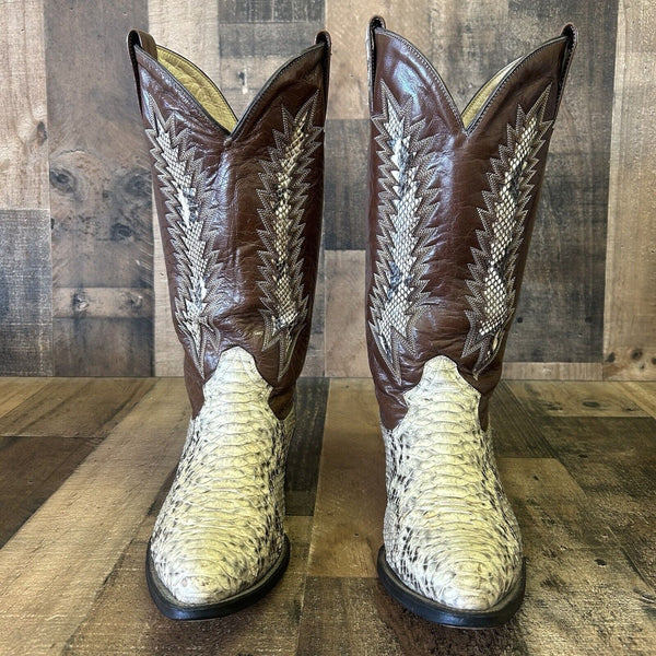 Montana Snakeskin Inlay Cowboy Boots Mens 8.5 EE