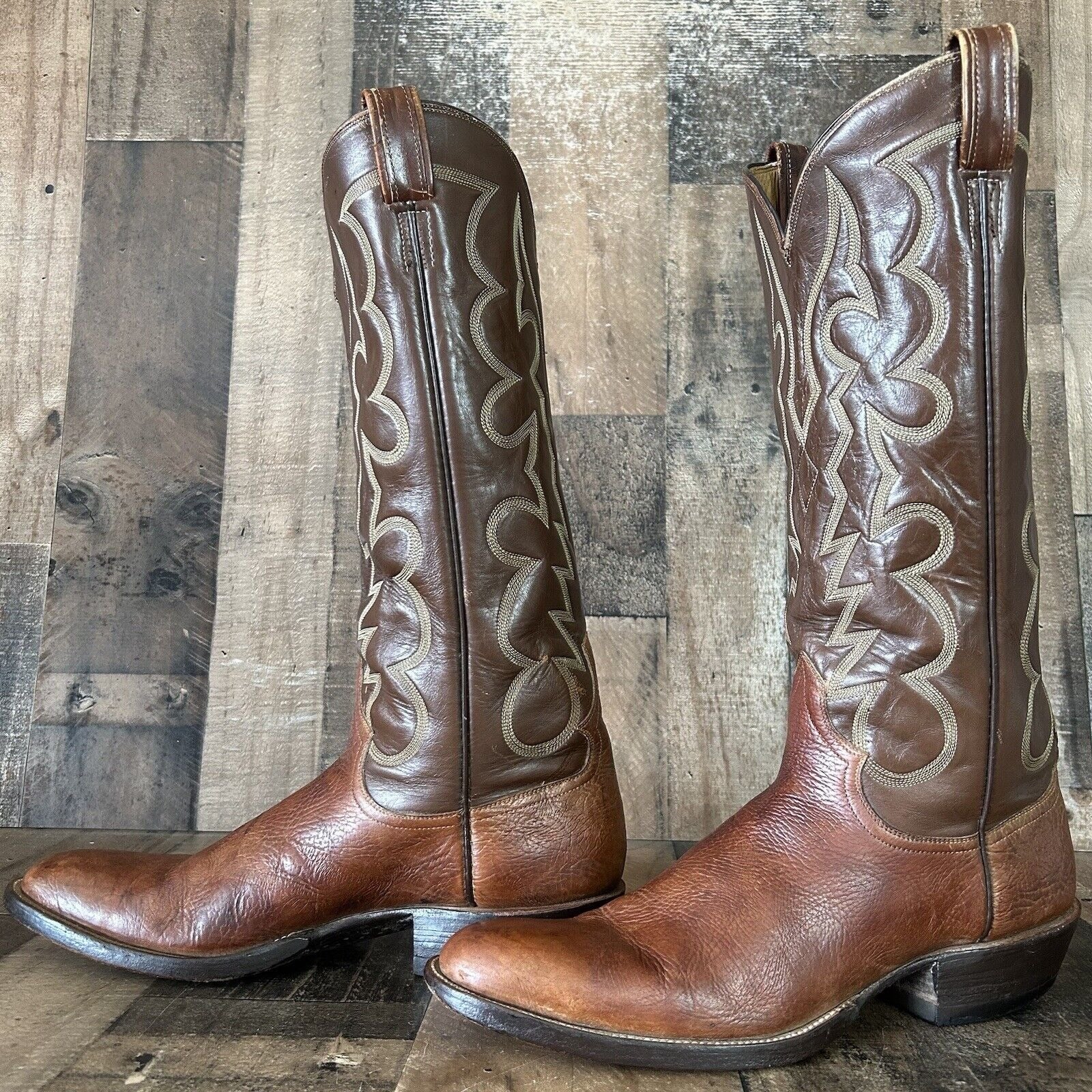 Tony Lama Vintage Gold Label Tall Cowboy Boots Mens 12.5 B