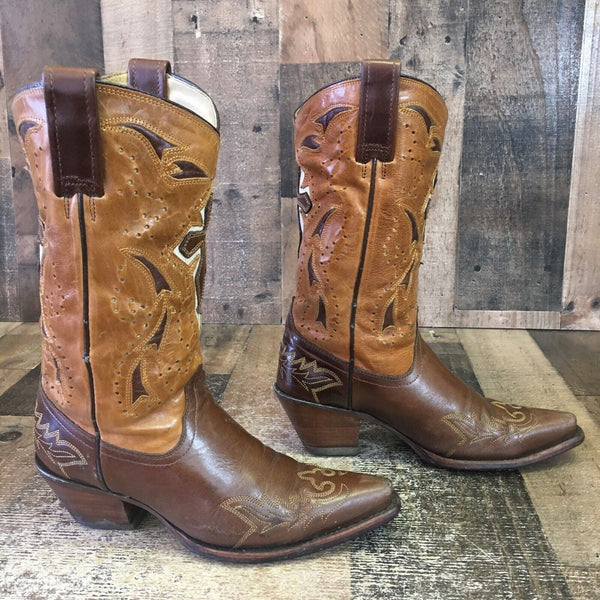 Corral R5732 Leather Inlay Cross Snip Toe Cowboy Boots Womens 7 M