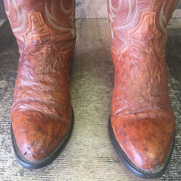 Tony Lama Vintage Ostrich Cowboy Boots Mens 8.5 D