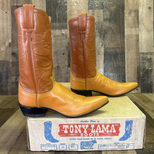 Tony Lama Vintage Gold Label Pointed Toe Cowboy Boots Womens 6.5 B