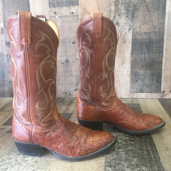 Tony Lama Vintage Ostrich Cowboy Boots Mens 8.5 D