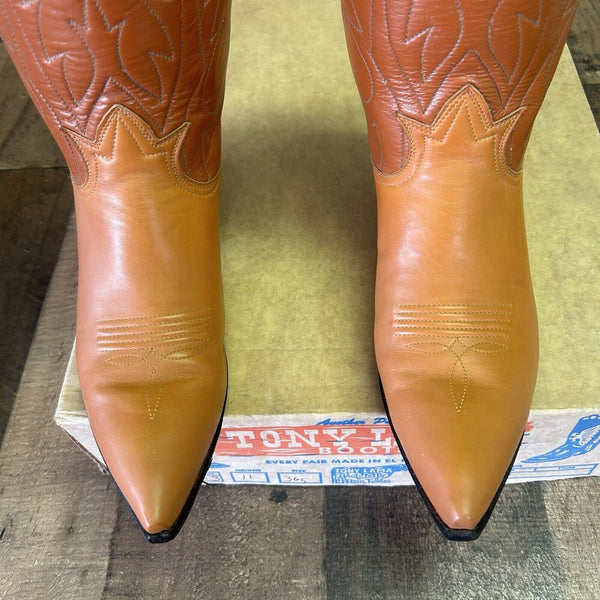 Tony Lama Vintage Gold Label Pointed Toe Cowboy Boots Womens 6.5 C