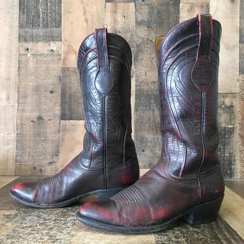 Lucchese L150524 Vintage Handmade Classics Black Cherry Cowboy Boots Mens 8 D