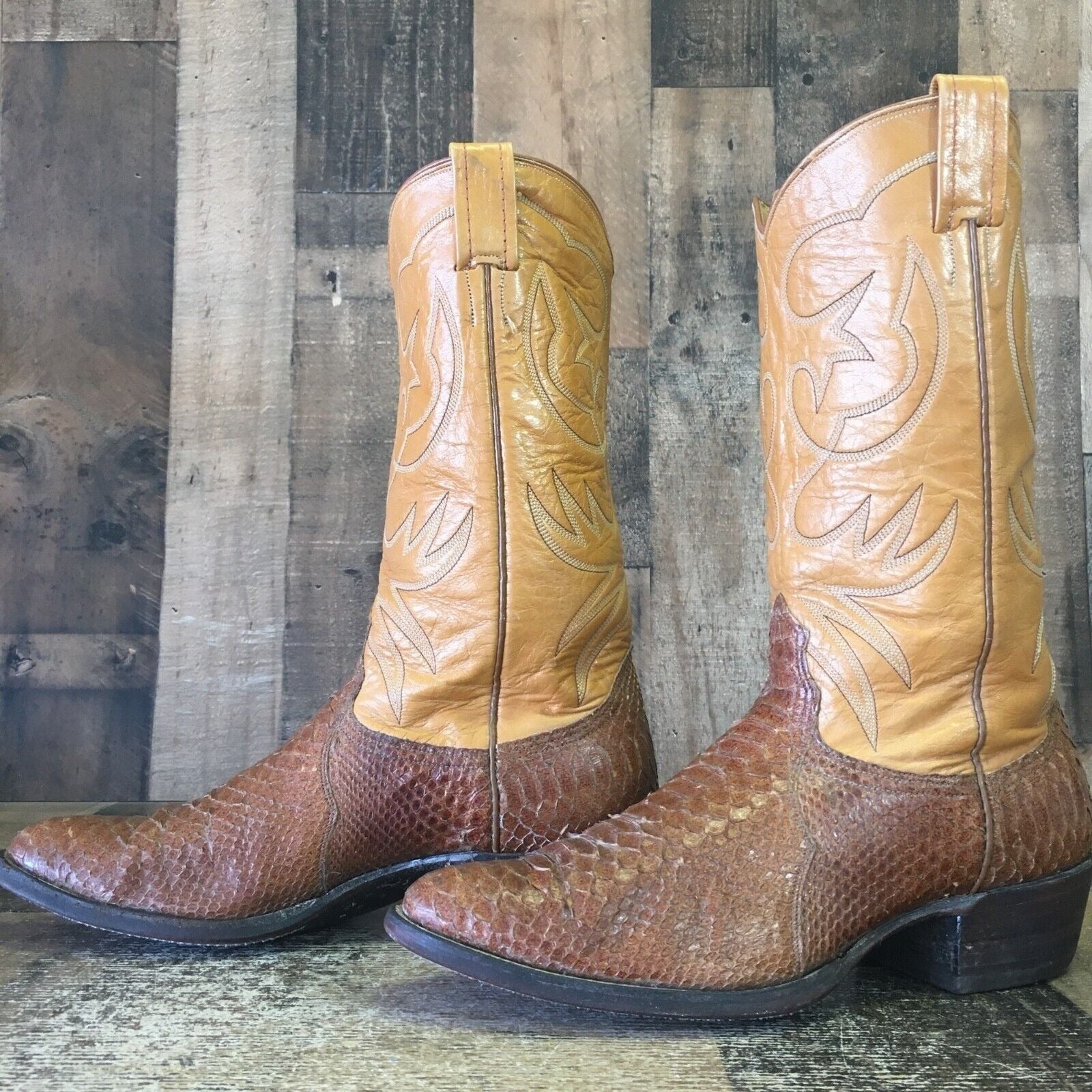 Nocona Vintage Snakeskin Cowboy Boots Womens 9.5 B