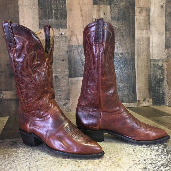 J Chisholm Vintage Classic Brown Cowboy Boots Mens 9 D