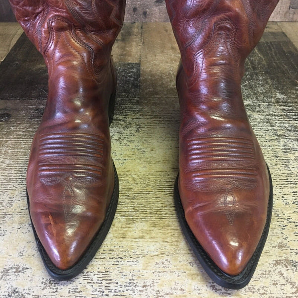 J Chisholm Vintage Classic Brown Cowboy Boots Mens 9 D