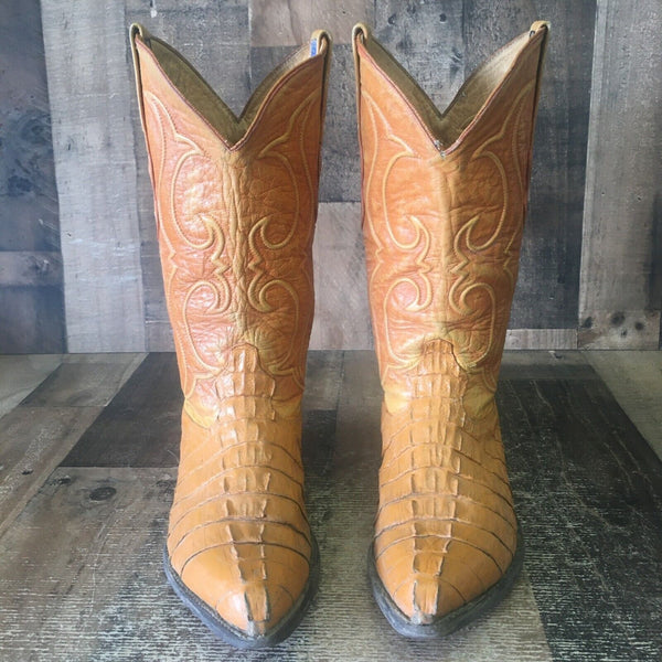 Los Altos Vintage Caiman Tail Cowboy Boots Mens 9 EE