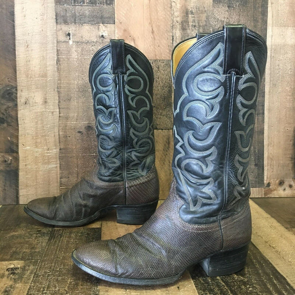 Justin Vintage Lizard Cowboy Boots Mens 8 E